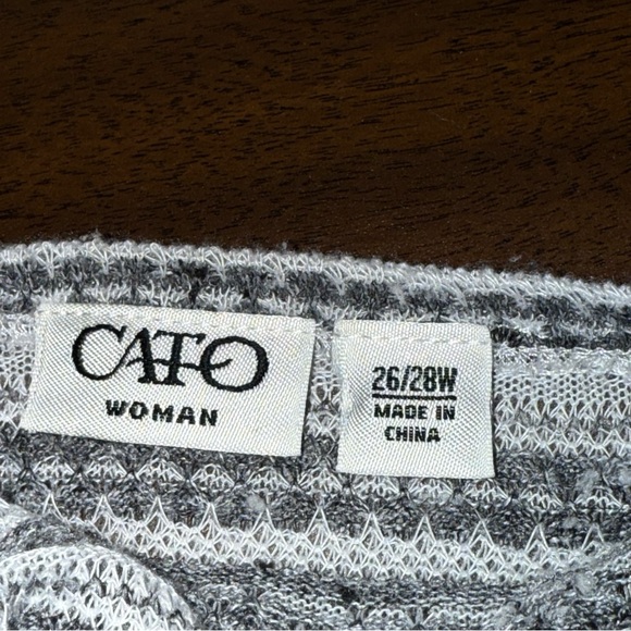 Cato Paris Eiffel Tower Knit Top Gray White Dolman Short Sleeve Blouse - Picture 6 of 9